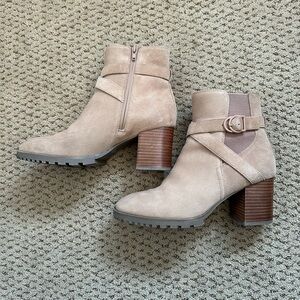 Blondo Tan Ankle Booties with Buckle Straps